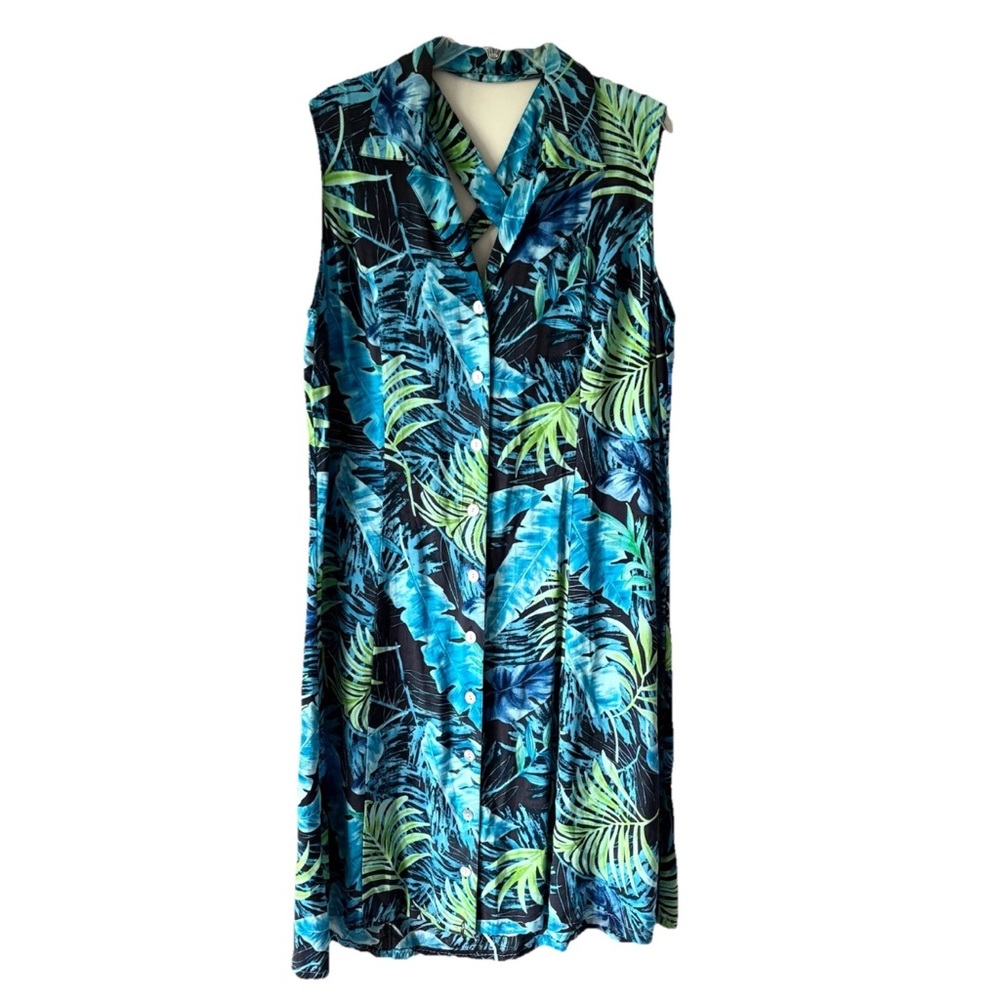 California Crush Sleeveless Button Down Dress with Scarf